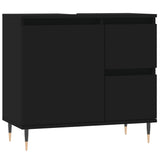 ZNTS 3 Piece Bathroom Furniture Set Black Engineered Wood 3190214