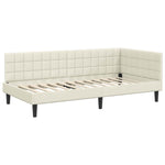Corner Bed Frame with Headboard Cream 90 x 200 cm Velvet 42016435