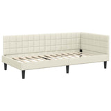 Corner Bed Frame with Headboard Cream 90 x 200 cm Velvet 42016435