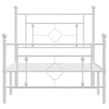 Metal Bed Frame without Mattress with Footboard White 100x190cm 374400