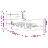 Metal Bed Frame without Mattress with Footboard White 90x200cm 355621