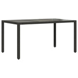 Garden Table Black Poly Rattan, Tempered Glass, Powder-Coated Steel 365589