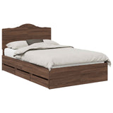 Bed Frame with Drawer Brown Oak 135 x 190 cm Engineer Wood 3413428