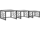 Nesting Coffee Tables, Set of 3 Square Side Tables with Black Metal Frame, for Living Room, Bedroom T3398P341425