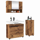 Bathroom Furniture Set 3 pcs Old Wood Engineered Wood and Metal 3393041