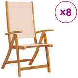 Folding Garden Chairs 8 pcs Solid Wood Acacia and Textilene 3279237