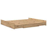 Storage Bed Frame Artisan Oak 200 x 200 cm Engineered Wood 3335268