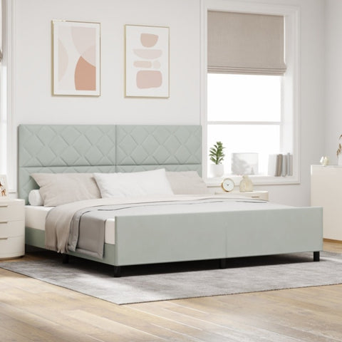ZNTS Bed Frame Light Grey 200x200 cm Velvet 3345029