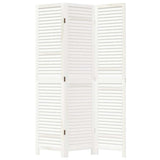 Room Divider 3 Panels White Solid Wood Paulownia 358830