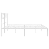 Metal Bed Frame without Mattress with Headboard White 160x200cm 372329