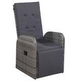 5 Piece Garden Dining Set with Cushions Grey Poly Rattan 3095280