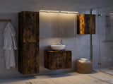 Bathroom Cabinet Set 5 pcs Smoked Oak Engineered Wood 3407291