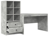 Desk with Drawer with Shelf with Storage 2 pcs Concrete Grey 3337364