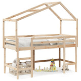 ZNTS Loft Bed with Ladder and Roof without Mattress 90x200 cm 3282070