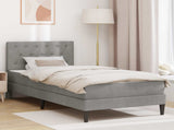 Bed Frame with Mattress Light Grey 90 x 190 cm Velvet 3415256