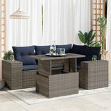5 Piece Garden Sofa Set with Cushions Grey Poly Rattan 3326792