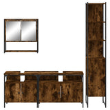 4 Piece Bathroom Furniture Set Smoked Oak Engineered Wood 3214687