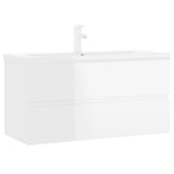 Sink Cabinet with Built-in Basin High Gloss White Engineered Wood 3071654
