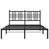 Metal Bed Frame without Mattress with Headboard Black 120x200cm 376322