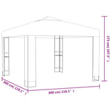 Gazebo with Double Roof&LED String Lights 3x3 m White 3070302