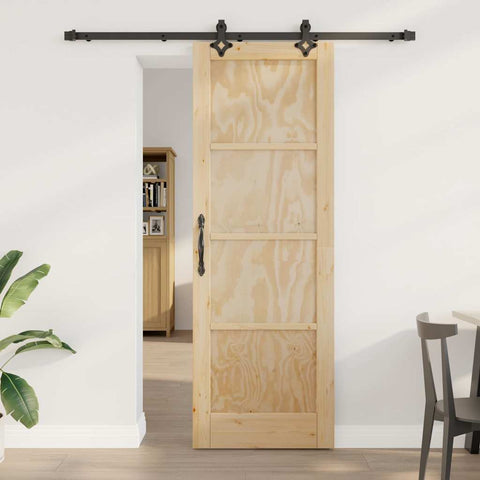Sliding Door Manual Natural and black 73.5 x 211 cm 3333496