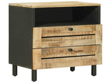 Bedside Table Brown and Black 50 x 33 x 60 cm Solid Mango Wood 4018854