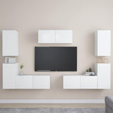 7 Piece TV Cabinet Set White Engineered Wood 3078672