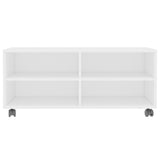 TV Cabinet with Castors White 90x35x35 cm Engineered Wood 800180