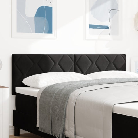 ZNTS LED Headboard Diamond Blocks Design Black 160 cm Velvet 3338235