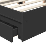 Storage Bed with Headboard Black 140 x 190 cm Engineered Wood 3411209