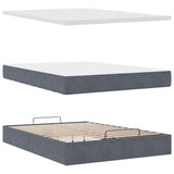 Ottoman Bed with Mattresses Dark Grey 140x200cm Velvet 3313476