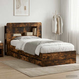 Bed Frame with Storage Smoked Oak 90 x 190 cm Engineered Wood 3434007