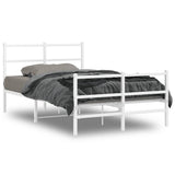Metal Bed Frame without Mattress with Footboard White 120x190cm 355429