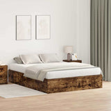 Bed Frame with Storage Smoked oak 140 x 190 cm Engineered wood 3335433