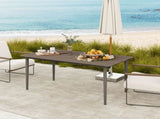 Garden Table, Outdoor Dining Table for 6 People, 160 x 90 x 74 cm, with Rust Resistant Metal Frame, T3398P327901