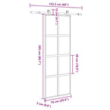 Sliding Door with Hardware Set 76x205 cm Tempered Glass&Aluminium 3333007