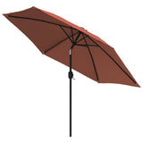 Garden Parasol with LED Lights and Steel Pole 300 cm Terracotta 313757
