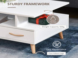 Modern Minimalism Coffee Table with Storage, Sofa Side Table with Shelf & Drawer for Living Room T3398P330541