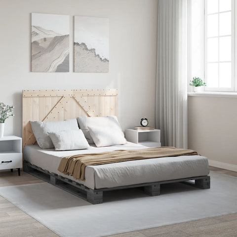 Bed Frame without Mattress Grey 140x200 cm Solid Wood Pine 3281564