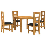 Dining Set 5 pcs Black Solid Oak Wood 3430343