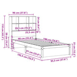 Bookcase Bed without Mattress 90x190cm Single Solid Wood Pine 3322379