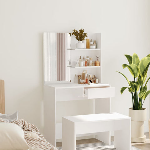 Dressing Table with Mirror White 74.5x40x141 cm 802804