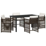 Garden Dining Set 5 pcs Brown Poly Rattan 3380782