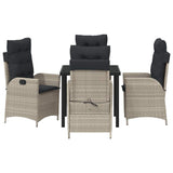Garden Dining Set with Cushion 5 pcs Light Grey Poly Rattan 3380520