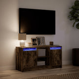 TV Cabinet with LED Smoked Oak 100x34x50 cm Engineered Wood 852191