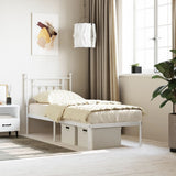 Bed Frame White Powder-Coated Steel Small Single Bed Frame 353576