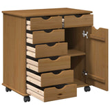Rolling Cabinet Honey Brown 63.5 x 39 x 65.5 cm Solid Pine Wood 42028376