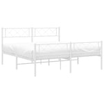 ZNTS Metal Bed Frame without Mattress with Footboard White 150x200cm 372346