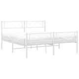 ZNTS Metal Bed Frame without Mattress with Footboard White 150x200cm 372346