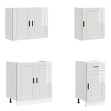 7 Piece Kitchen Cabinet Set Porto High Gloss White Engineered Wood 3314783